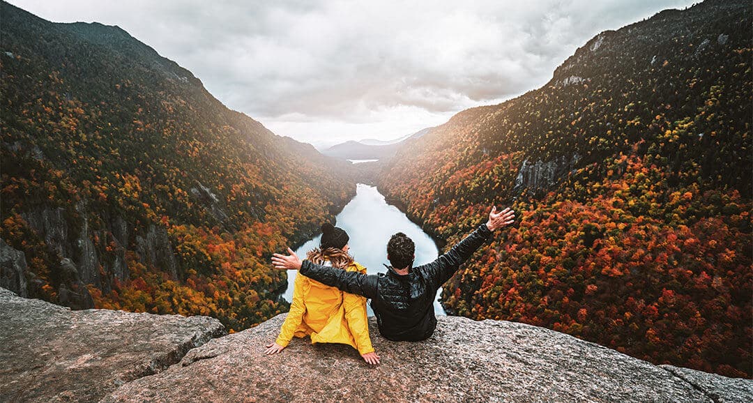 hikers explore valley and enjoying the scenery